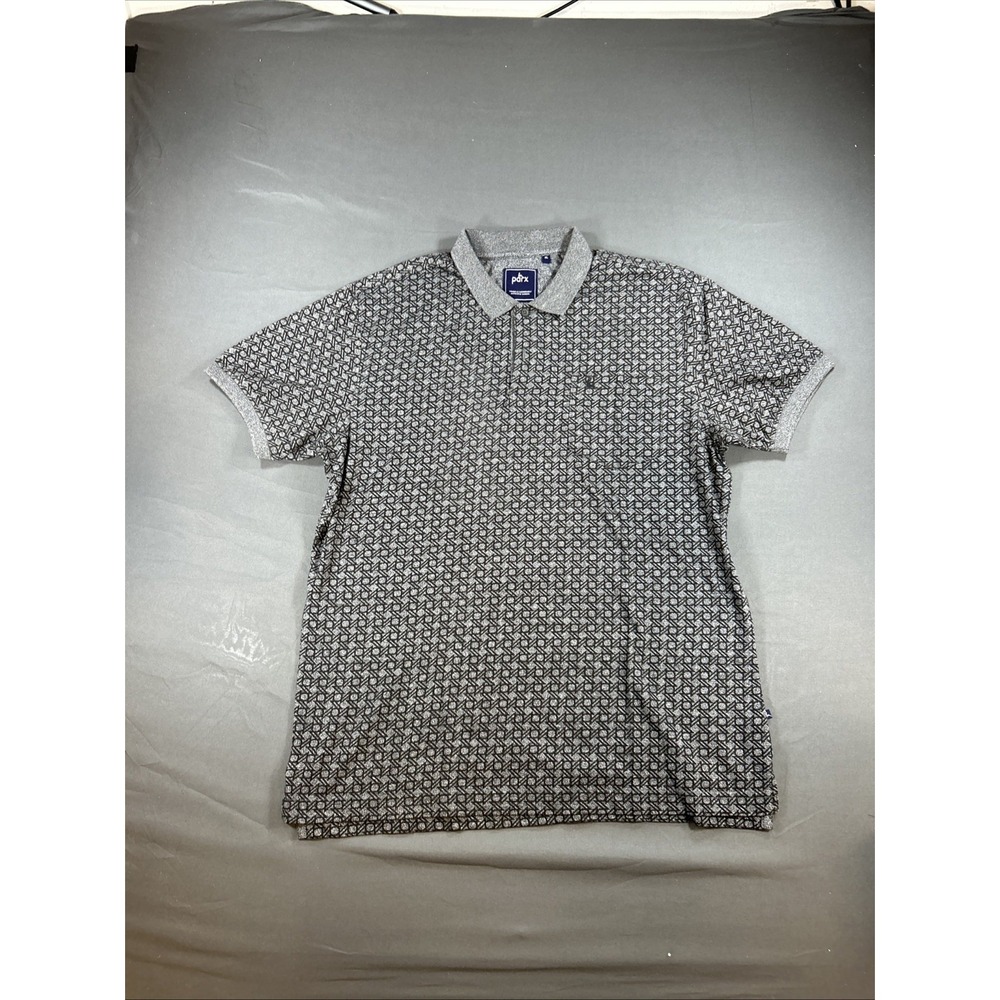 grey Parx polo shirt featuring an all-over geometric pattern Xl